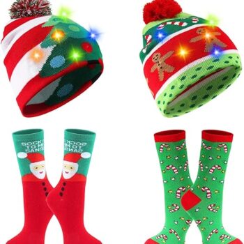 Christmas Hat with Novelty Crew Socks Gift Review