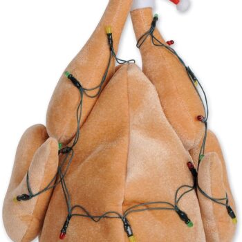 Plush Light-Up Christmas Turkey Hat With Battery Powered Lights