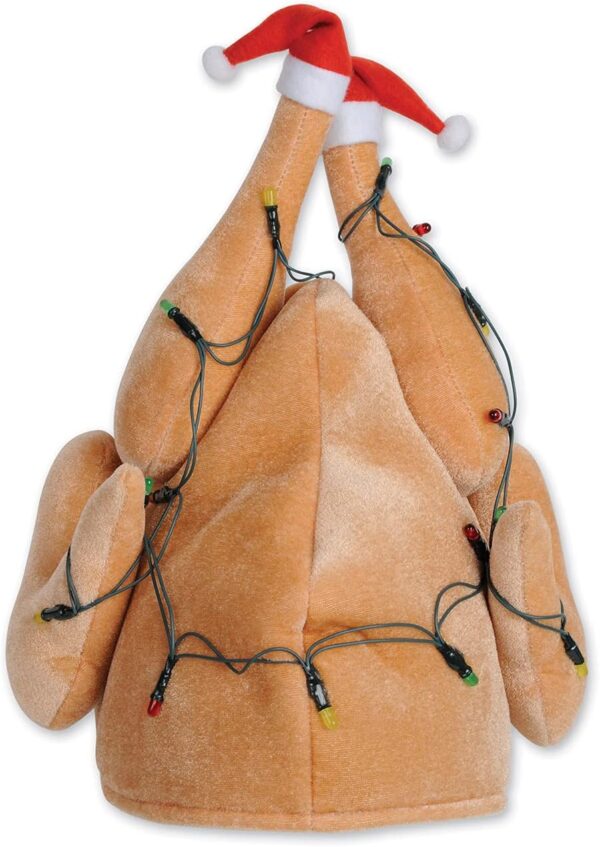 Plush Light-Up Christmas Turkey Hat With Battery Powered Lights