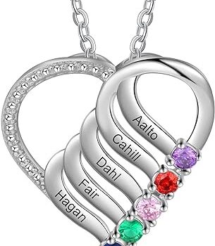 Heart Necklace with Simulated Birthstones Gift Review