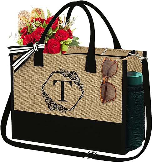 Initial Jute Bag with Zipper Pocket Gift Review