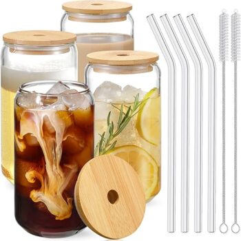 Drinking Glasses with Bamboo Lids Set Gift Review