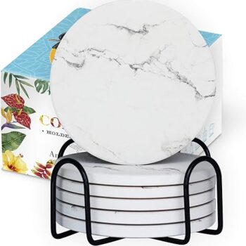 Absorbent Marble Drink Coaster Set Gift Review