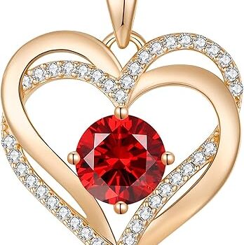 Love Red Heart Birthstone Necklaces Gift Review